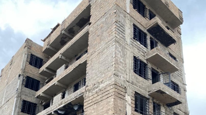 Unfinished apartment structure
