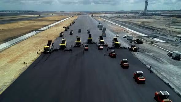 Airport runway under construction